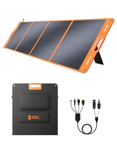 EBL 200W Portable Solar Panel for Power Station, Waterproof IP65 Foldable Solar Panel with MC-4 Anderson Output Connector for RV, Camping, Blackout
