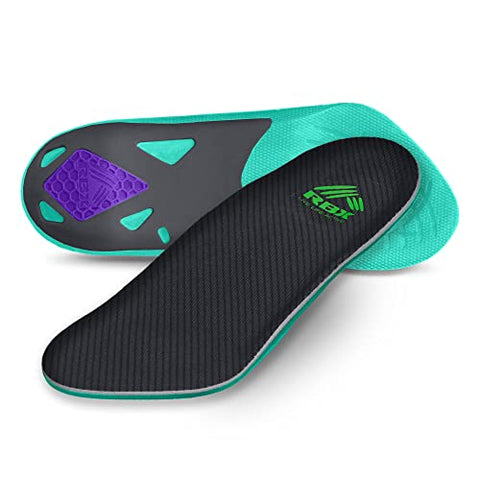 RBX Plantar Fasciitis Ortho Insoles, 3/4 Size for Women (Mint)