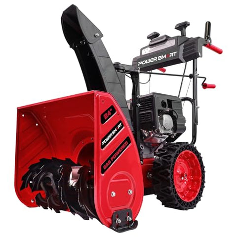 PowerSmart Snow Blower Gas Powered 24 in. 252cc OHV Engine with Eletric Start, 13 in. Airless Tires, Self-Propelled Two-Stage Snowblower