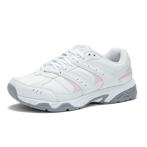 Avia Verge Womens Sneakers - Tennis, Court, Cross Training, or Pickleball Shoes for Women, 7.5 Wide, White with Light Pink