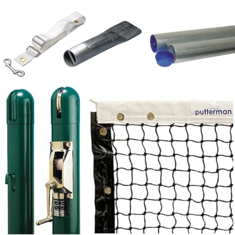 Edwards Pickleball & Junior Tennis Posts - Permanent Court Kit - 3" OD, Round, Internal Wind, Green - Optional Ground Sleeves