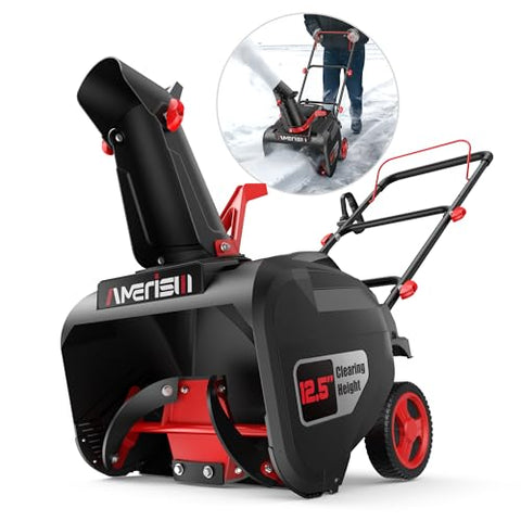 AMERISUN 21-Inch Snow Thrower 212cc Gas Snow Blower, Single-Stage, Recoil Start, 35ft Throw Distance, 180° Adjustable Chute, Lightweight Snow Removal for Driveway, Sidewalk & Patio