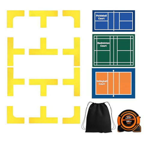 Acpape Pickleball Court Marking Kit | with 33ft Long Tape Measure and Reference Cards | Pickleball Accessories | Pickleball Court Lines | Temporary Pickleball, Badminton, Volleyball Court |