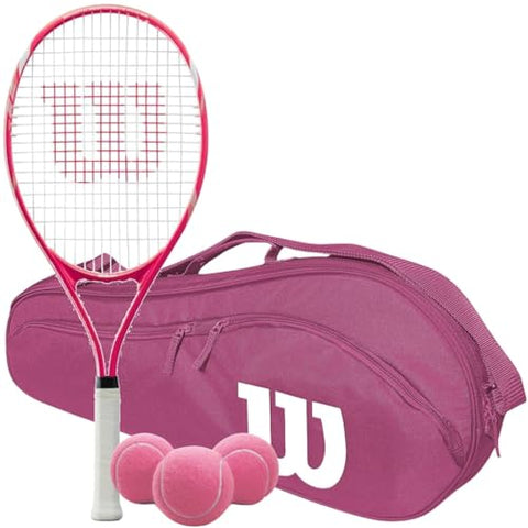 Wilson Tempest Pro Lite Tennis Racquet Bundled with an Advantage 2.5 Racquet Holder Bag (Pink) and 3 Pink Tennis Balls