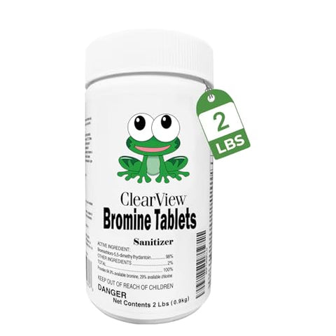 ClearView Bromine Tablets 1 Inch 2 Lbs for Spas, Brominating Tabs Chemical Sanitizer for Pools & Hot Tubs, Kill Bacteria & Algae