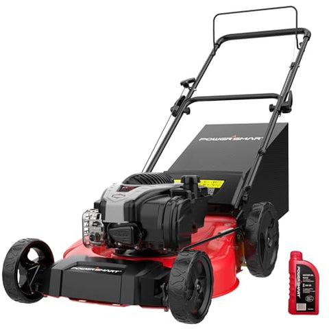 PowerSmart 21" Gas Lawn Mower with 140cc B&S E550 Engine, 3-in-1 with Bagging, High Wheels, Lightweight and Easy Assembly, Cordless Push Lawn Mowers for Garden Yard