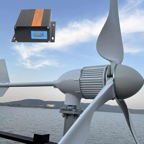 FLTXNY POWER Wind Turbine 2000W AC 48V Home Use Horizontal Wind Generator Kits 3 Blades with Digital MPPT Controller to Charge Batteries Off Grid System for Home, Boat, Marine, Garden
