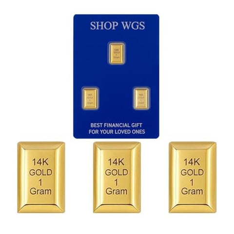 SHOP WGS (Set of 3-3 Gram) 1 Gram Gold Bar 14K Yellow Gold Bullion Bars for Collectible & Value Storage Gifts for Him & Her