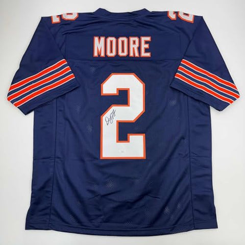 Autographed/Signed D.J. DJ Moore Chicago Retro Blue Football Jersey Beckett JSA COA