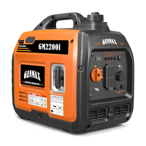GENMAX Portable Generator,2200W Ultra-Quiet Gas Engine, EPA Compliant, Eco-Mode Feature, Ultra Lightweight for Backup Home Use & Camping (GM2200i)