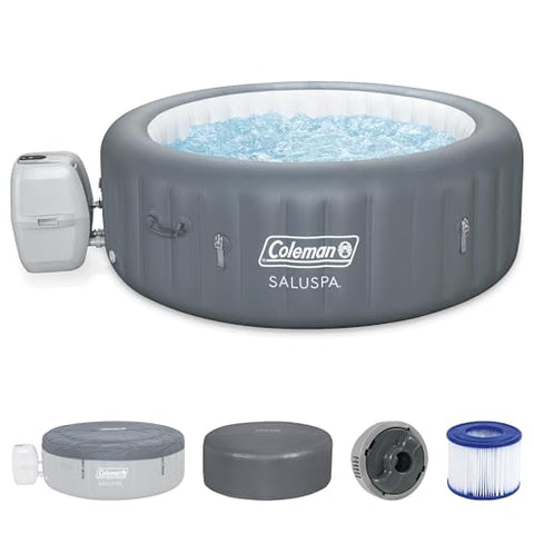 Coleman Palm Springs 4 to 6 Person EnergySense Smart AirJet Plus Inflatable Hot Tub Outdoor Spa with 140 AirJets and Insulated Cover