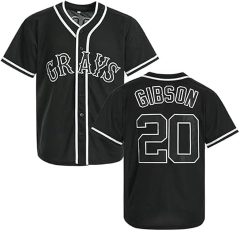 AVLSJEN Mens #20 Josh Gibson Baseball Jersey Homestead Grays Baseball Shirt Stitched S-3XL (US, Alpha, Large, Regular, Regular, Black)