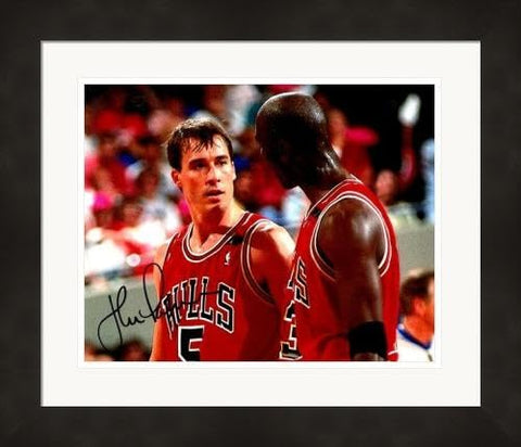 John Paxson autographed 8x10 Photo (Chicago Bulls) #4 Matted & Framed with Michael Jordan - Autographed NFL Photos