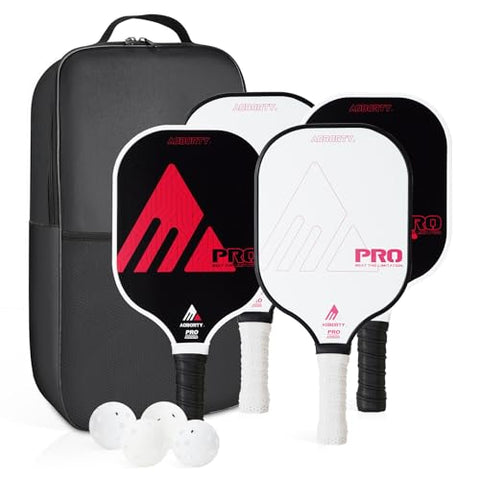 AOBORTY Pickleball Paddles 4 Pack - USAPA Light Graphite Premium Rackets Fiber Face & Polymer Honeycomb Core Pickleball Set with 6 Outdoor Indoor Balls Including Portable Carry Bag