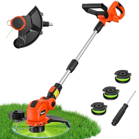 Rozlchar Cordless String Trimmer Compatible for Milwaukee 18v Battery (No Battery), 12'' Grass Trimmers and Lawn Edger with Powerful Motor, Electric Weed Eater with Auto-Line Feed for Yard Garden