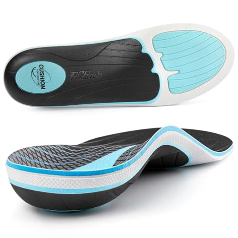 PCSsole Plantar Fasciitis Insoles Men Women- 220+lbs Heavy Duty High Arch Support Inserts with Comfort Cushion Orthotic Pain Relief Insoles for Flat Feet - Arch Pain - Heel Pain -Work Boot Shoe Insole