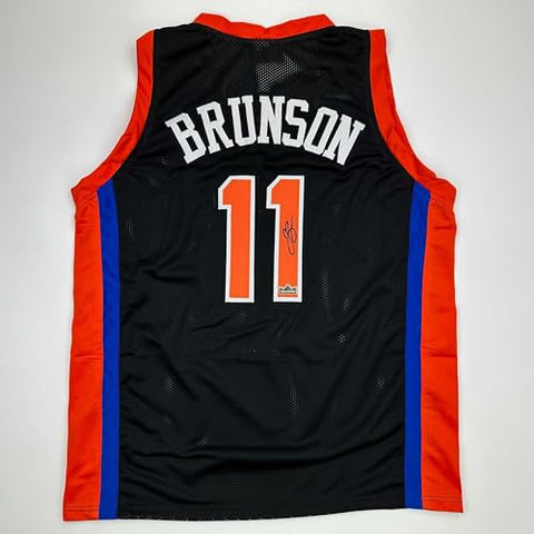 Facsimile Autographed Jalen Brunson New York Black Reprint Laser Auto Basketball Jersey Size Men's XL