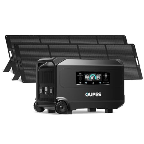 OUPES Guardian 6000 Solar Generator Kit: 4608Wh Power Station with 6000W Output (7200W Boost), 120V/240V Dual Voltage, 2x240W Solar Panels for Off-Grid Home Backup & Emergency Power