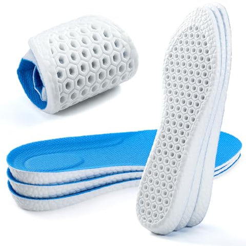 XINIFOOT 3 Pairs Breathable Shock Absorption Sport Shoe Insoles for Men&Women Elastic Soft Running Shoes Pad Replacement Insole (L Men 9-10.5 / Women 11-12.5)