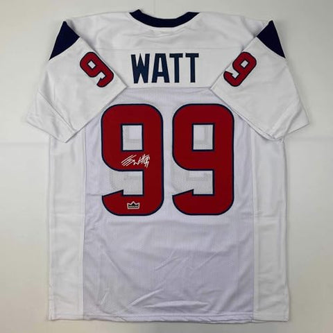 Facsimile Autographed JJ J.J. Watt Houston White Reprint Laser Auto Football Jersey Size Men's XL