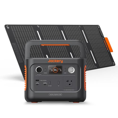 Jackery Solar Generator 240 v2 and 40W Mini Solar Panel, 256Wh LiFePO4 Battery, 300W AC & 100W USB-C Output, Ultra Fast Solar Charging for Outdoors, Camping, Travel & Emergencies (Renewed)
