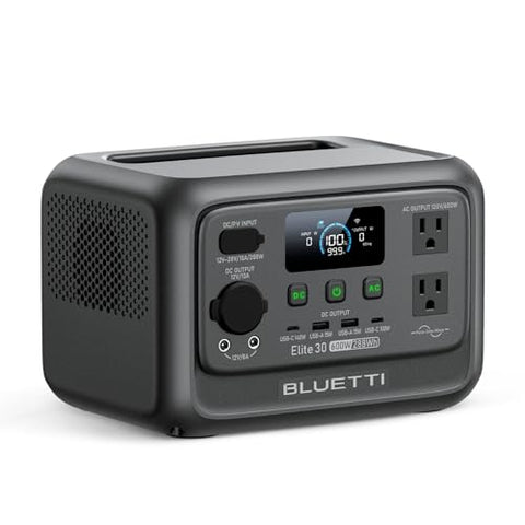 BLUETTI Elite 30 V2 Portable Power Station 600W (Power Lifting 1500W), 288Wh LiFePO4 Battery with 10ms UPS, Emergency Backup Power for Home Blackout/Winter Storm, Solar Generator for Camping/Road Trip