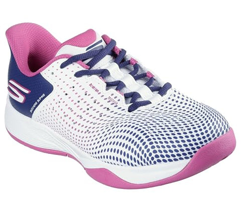 Skechers Women's Viper Court Reload Hands Free Slip-Ins Pickleball Sneaker, White/Navy/Pink, 6