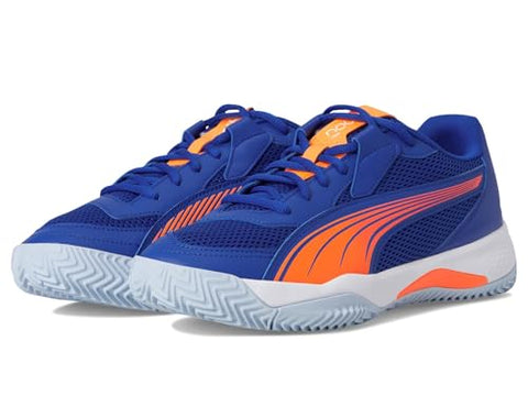 Puma Men's NOVA Court Pickleball Shoe, Vivid Blue-Heat Fire-Puma White-Glowing Red, 13