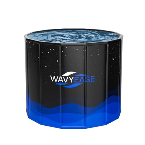 WAVYEASE® Portable Bath Tub for Adults -(31.5"L x 26"H) Foldable Cold Plunge Tub for Recovery - Collapsible Soaking Bath Tub for Shower Stall - Outdoor Ice Bathtub for Athletes (Black)