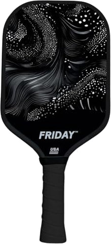 Lightweight Friday Pickleball Paddle, 14mm Thickness, USA Pickleball Approved, Durable Carbon Fiber, Thermoformed Unibody Design, Honeycomb Core (Blackout)