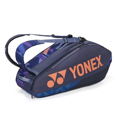 Yonex Pro Racquet Bag 6, Multi-Compartment 6-Racket Tennis Gear Travel Pack, Backpack Carry Straps/Grab Handle, Midnight Navy