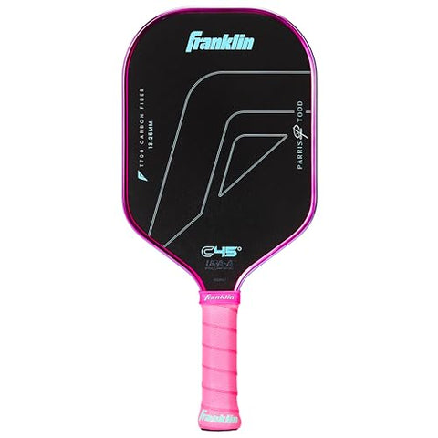 Franklin Sports Pro Pickleball Paddles - Parris Todd C45 Carbon Fiber Series - Official USAP + UPA Approved Pickleball Paddle - Elongated Pro Player Design - 13.25mm Polymer Core - Hot Pink/Surf Blue