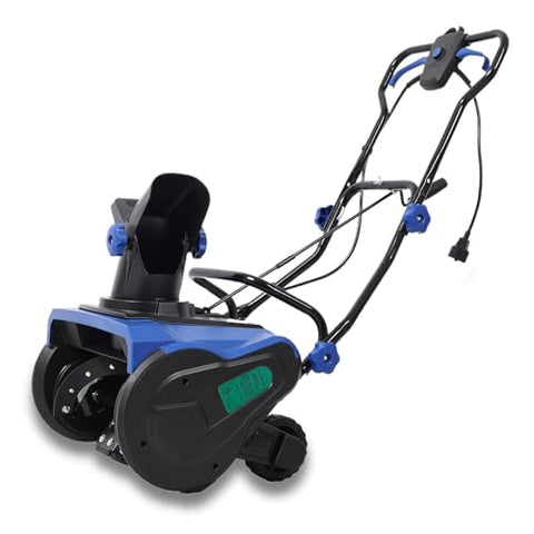 20 Inch Electric Snow Blower, Powerful 15 Amp Motor with 30 Foot Throwing Distance, Corded Snow Thrower for Easy Winter Cleanup on Driveways & Walkways, Blue