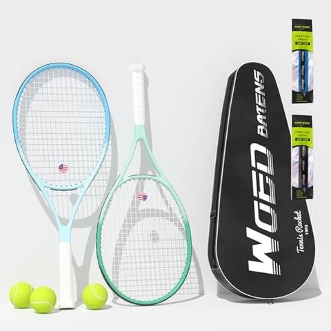 Pro Tennis Racket for Adults, 2 Player 27 inch Speed Tennis Racquet Acceptable for Beginner and Professional with 3 Tennis Balls, 2 Vibration Dampes, 2 Overgrips, Tennis Bag