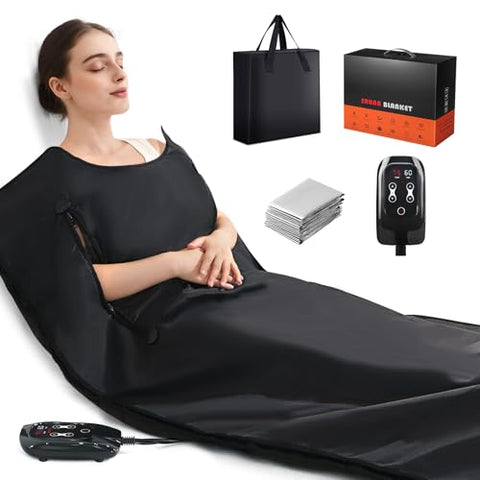 Portable Infrared Sauna Blanket for Home, 86-176℉, Detox, Circulation, Full Body Far Infrared Heating for Weight Loss, Stress Relief, Relaxation & Muscle Relief, Fast Heat-Up&Carrying Bag, 5.88x2.63ft