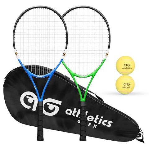 Athletics Geek Teen Tennis Racket Set-27 Inch Tennis Rackets for Beginners and Youth Players-Lightweight Racquets with Carry Bag, Grip Tape, and Ball Offer-Ideal for Boys & Girls Ages 12+