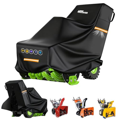 HICOVER Snow Blower Cover - 1200D Snowblower Covers Heavy Duty Waterproof Zipper Reflective Strips Universal Fit for EGO, Honda, Ryobi, Cub Cadet, Ariens, Troy Bilt, Snow Joe, Toro and PowerSmart