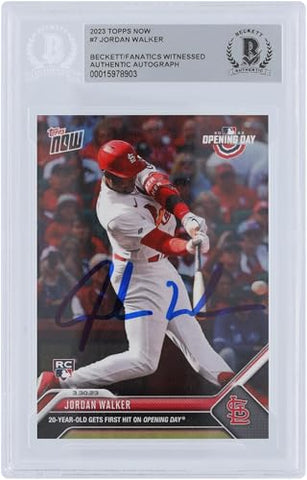 Jordan Walker St. Louis Cardinals Autographed 2023 Topps Now #7 Beckett Fanatics Witnessed Authenticated Rookie Card - Baseball Slabbed Autographed Cards
