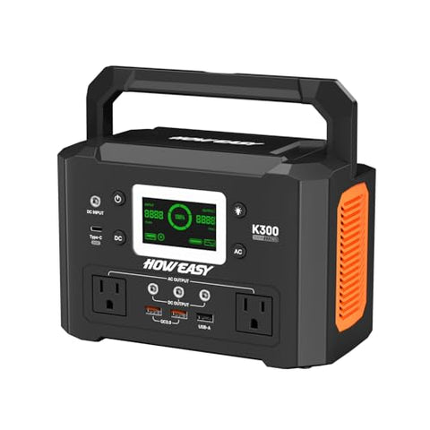 HOWEASY Portable Power Station 300W, 222Wh Solar Generator with 110V Pure Sine Wave AC Outlet & 65W USB-C Fast Charge for Camping, CPAP, Home Emergency, Travel