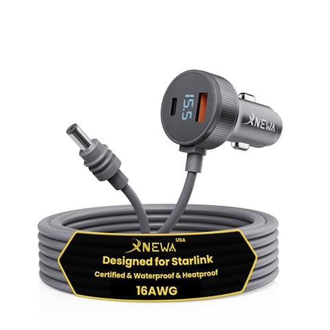 Starlink Mini Cigarette Lighter Adapter,12V-48V StarLink Mini Car Charger,Heat Dissipation Aluminum Alloy Shell,Waterproof,Built-in Protections (3M/10FT)
