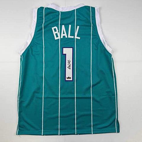 Facsimile Autographed LaMelo Ball Charlotte Teal Reprint Laser Auto Basketball Jersey Size Men's XL