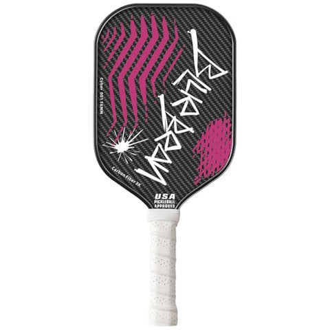 Pickleball Paddles,USAPA,Carbon Fiber Pickleball Paddle with 16MM Polymer Honeycomb Core Provides Lighter Weight&Higher Grit&Spin,Engineered for Professional Players,BlueBean (Neon Pink)