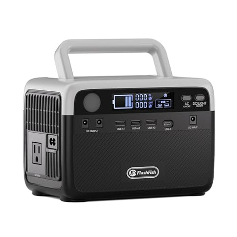 FF Flashfish Portable Power Station, 230Wh LiFePO4 Battery Pack, Solar Generator With 300W AC Output(Peak 600W), Backup Power Emergency Power Supply For Home, Camping, CPAP