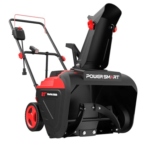 PowerSmart Electric Snow Blower, 21-Inch Corded Snow Thrower, 15-Amp, with LED Light for Yard Driveway Deck