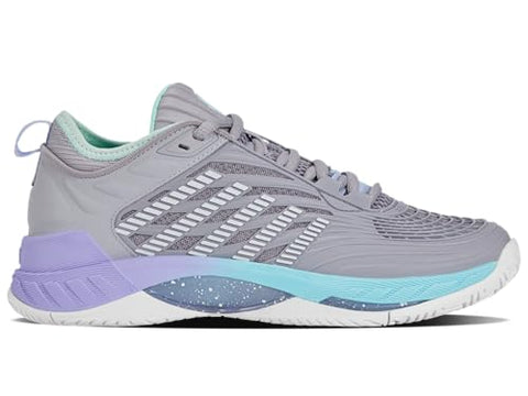 K-Swiss Women's Hypercourt Supreme 2 Tennis Shoe, Lilac Gray/Nimbus Cloud/Neon Purple, 8 M