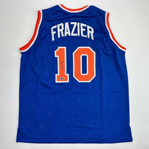 Facsimile Autographed Walt Frazier New York Blue Reprint Laser Auto Basketball Jersey Size Men's XL