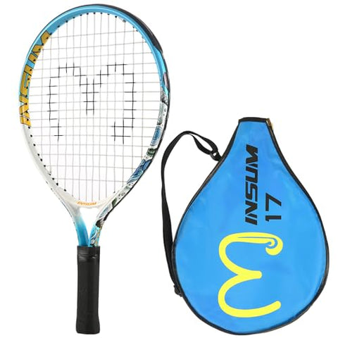INSUM 17 inch Kids Tennis Racket for Aged 2~3 Starter, Multi-Color & Size Toddlers Tennis Racket for Baby Boys & Girls Beginner, Come with Shoulder Cover Bag for Carry(Blue)