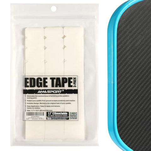 AMA SPORT Pickleball Paddle Edge Guard Tape 3 Pack Clear Edge Protection Tapes 28mm Width Perfectly Fits Curved Without Wrinkling (394mm Length)