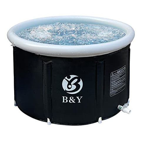 B&Y Ice Bath Tub, Foldable Bathtub for Athletes, Portable Cold Plunge Tub for Cold Water Therapy at Home Outdoor Gym (Black, 90 Gal)
