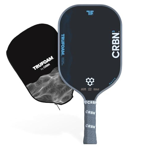 CRBN Pickleball - TruFoam Waves Paddle - Elongated - Carbon Fiber Pickleball Paddle - 100% Foam Core Designed for Maximum Power, 14mm